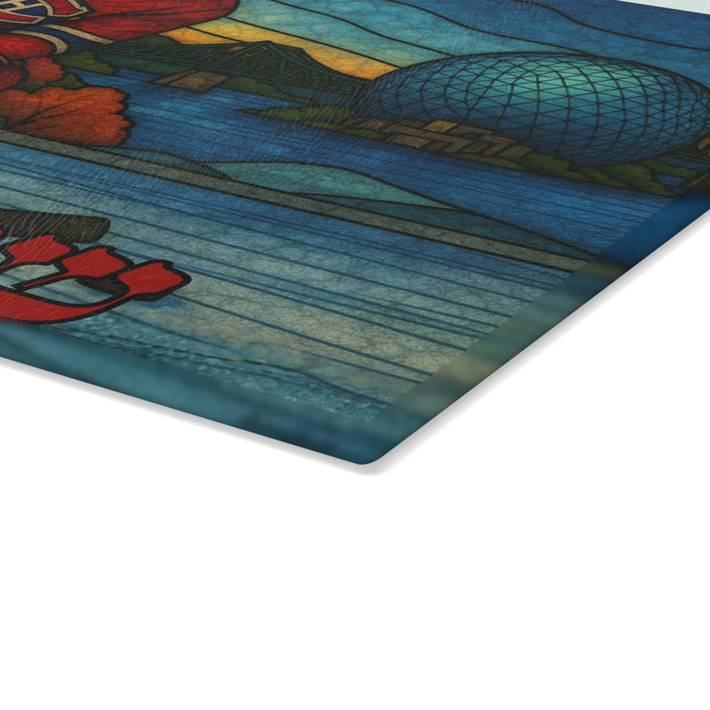 Montreal Canadiens Challah Board, Stained Glass Shabbat Tray, Hockey Judaica, Tempered Glass (15x11)