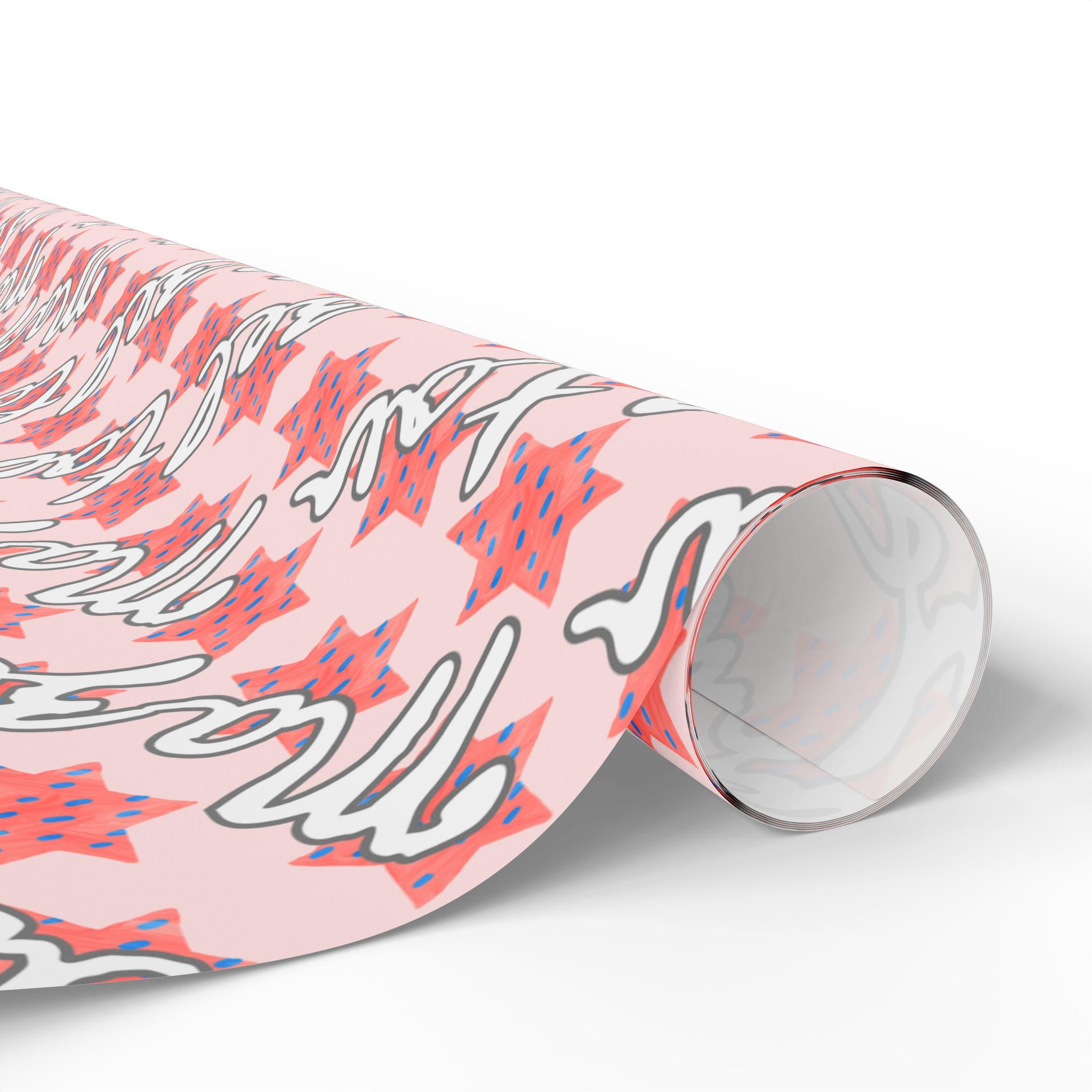 Pink Star of David Wrapping Paper | Mazel Tov Jewish Celebration Gift Wrap