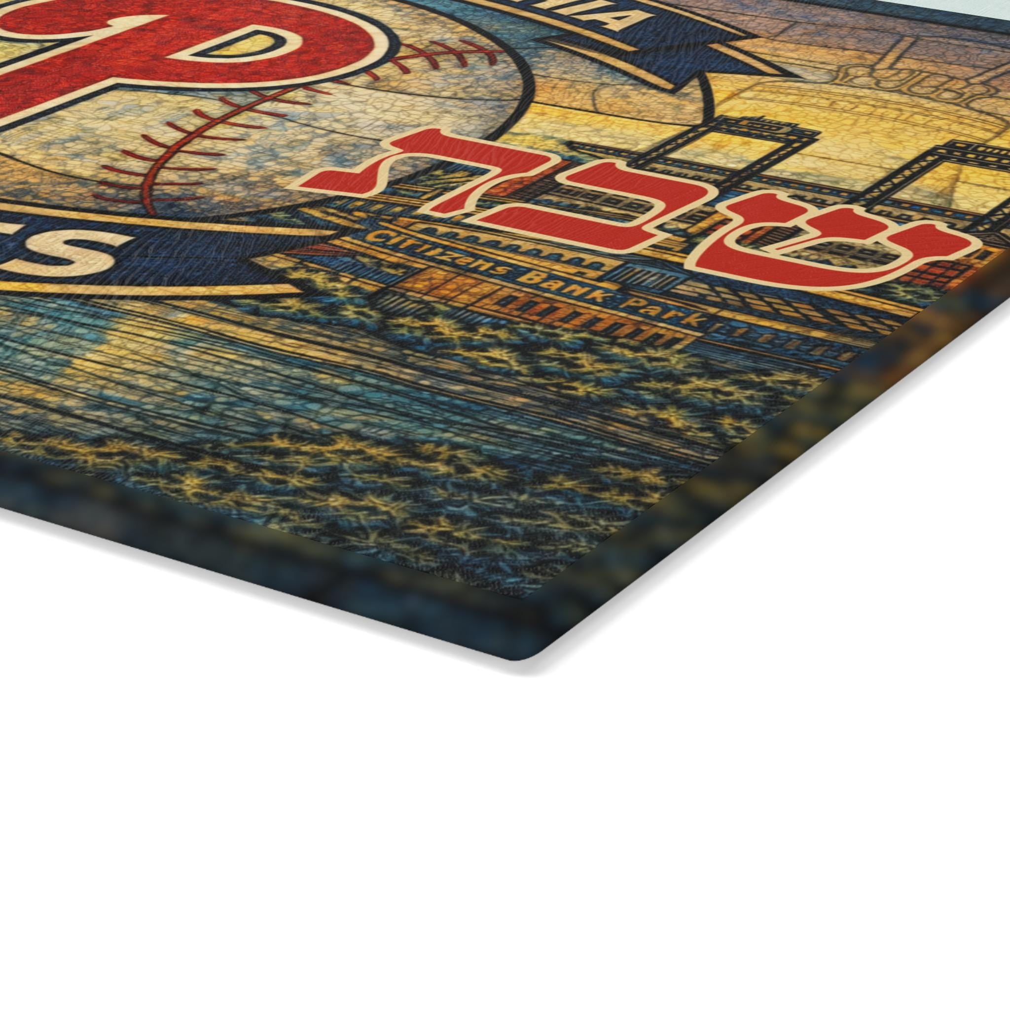 Philadelphia Phillies Stained Glass Challah Board, MLB Judaica Cutting Tray