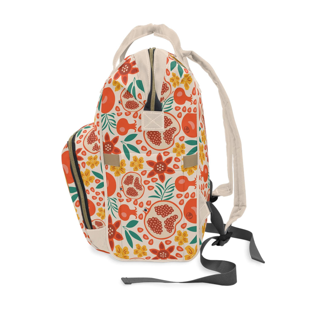 personalized hebrew Pomegranate Floral Diaper Backpack | Citrus Fruit Pattern