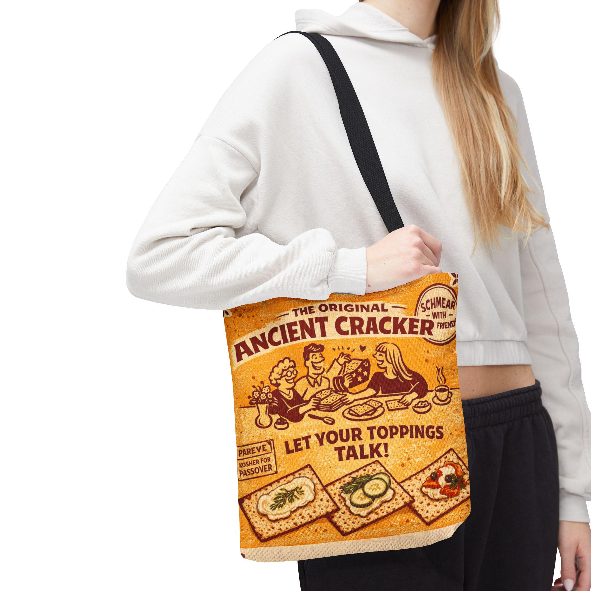Vintage Style Matzah Tote Bag, Retro Cracker Market Grocery Bag