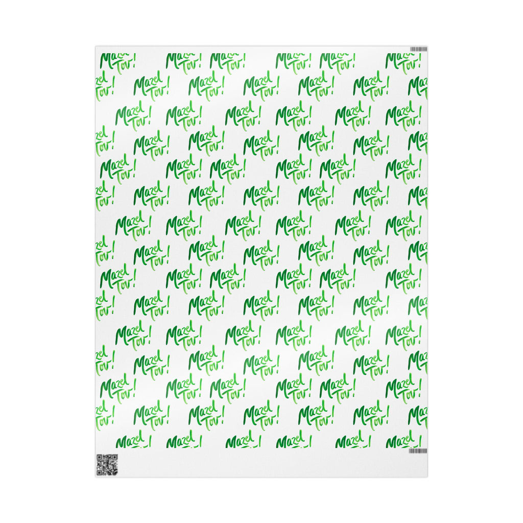 White Green Mazel Tov Wrapping Paper, Modern Jewish Simcha Gift Wrap