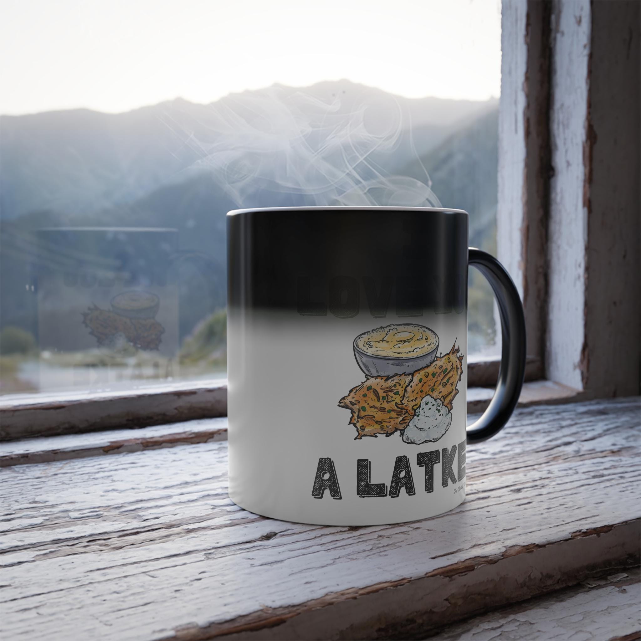 I Love You a Latke Mug, Funny Hanukkah Color Changing Coffee Cup