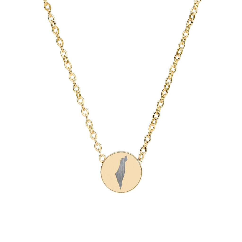 Engraved Israel Circle Pendant Necklace, Minimalist Jewish Symbol Jewelry
