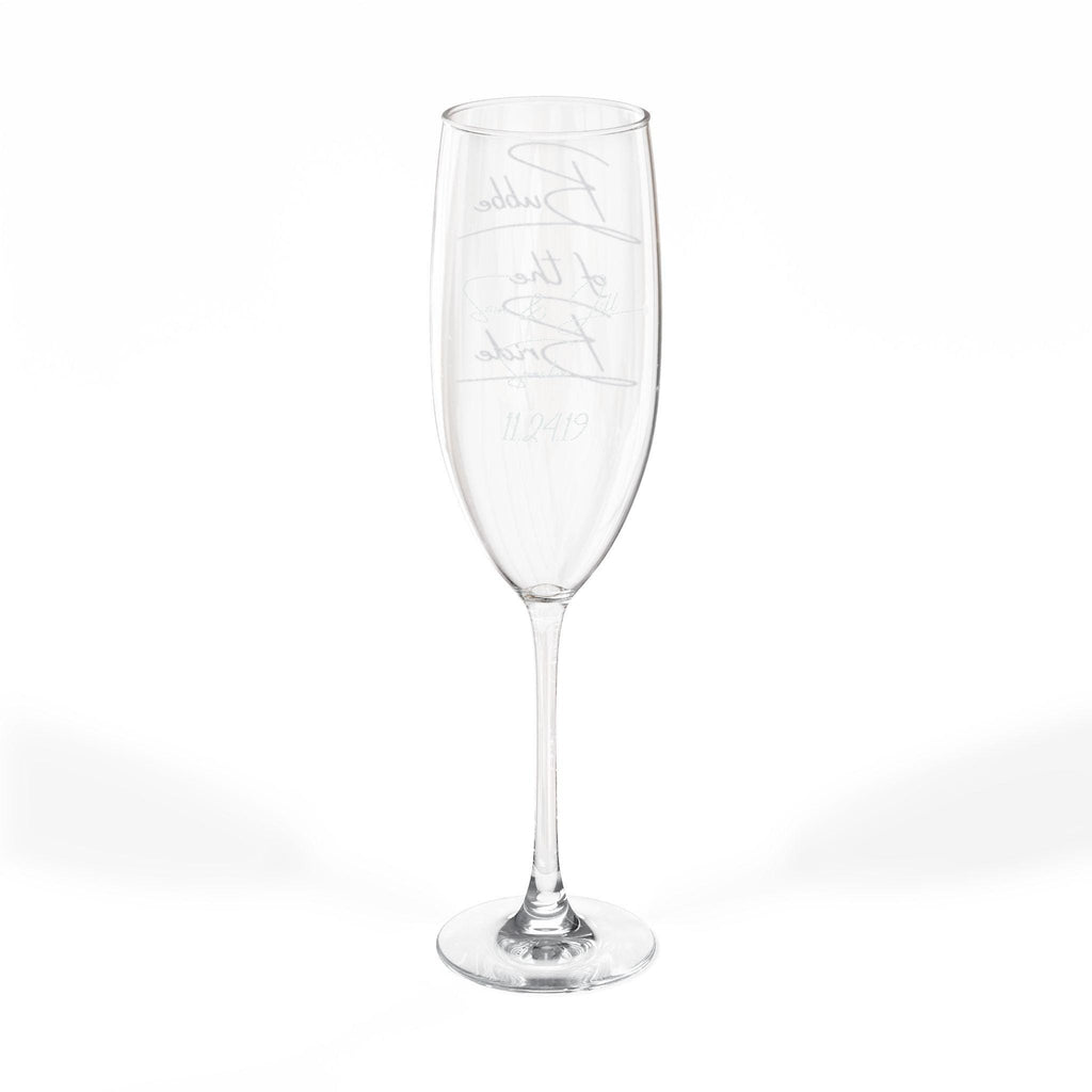 Engraved Bubbe of the Bride Champagne Flute, Jewish Wedding Toasting Glass
