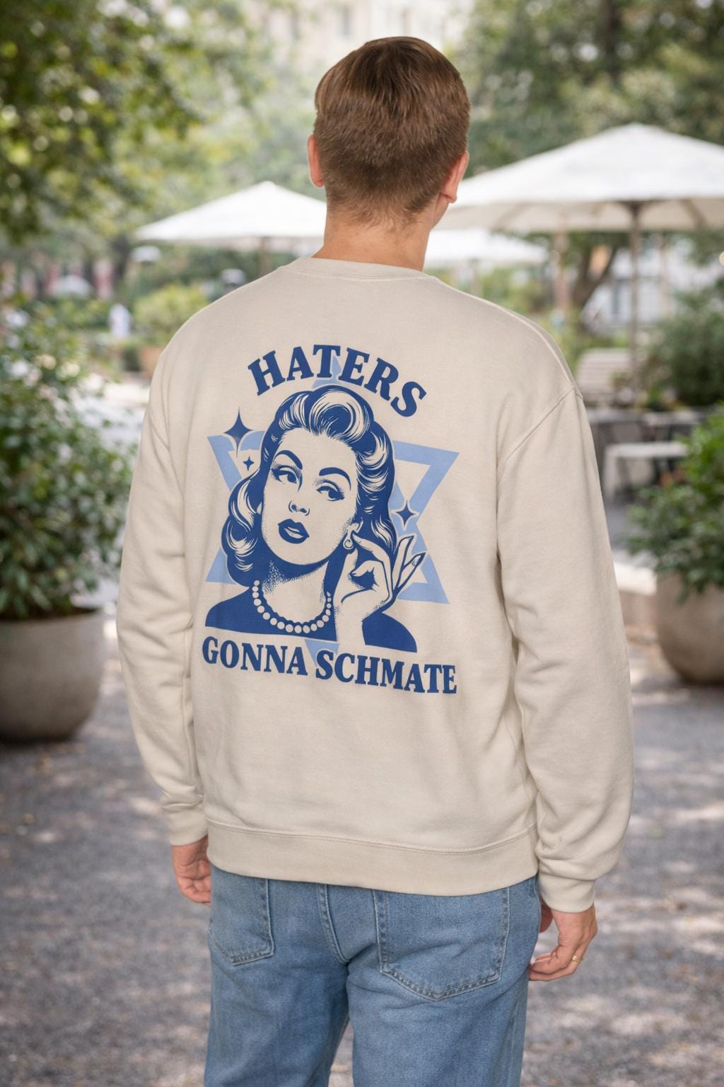 Haters Gonna Schmate Sweatshirt, Retro Jewish Crewneck, Star of David Graphic