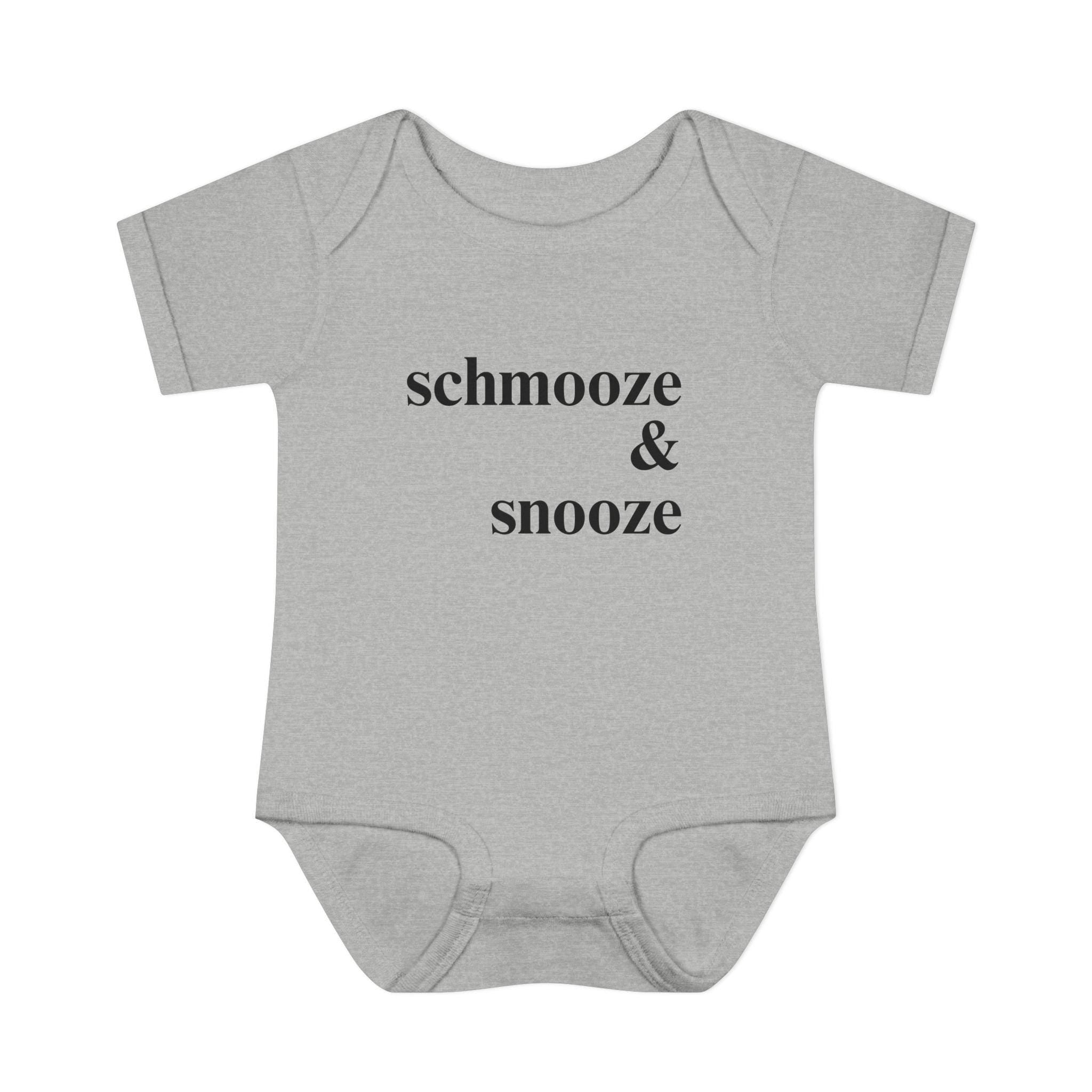 schmooze & snooze Infant Bodysuit | Minimal Script Baby Onesie