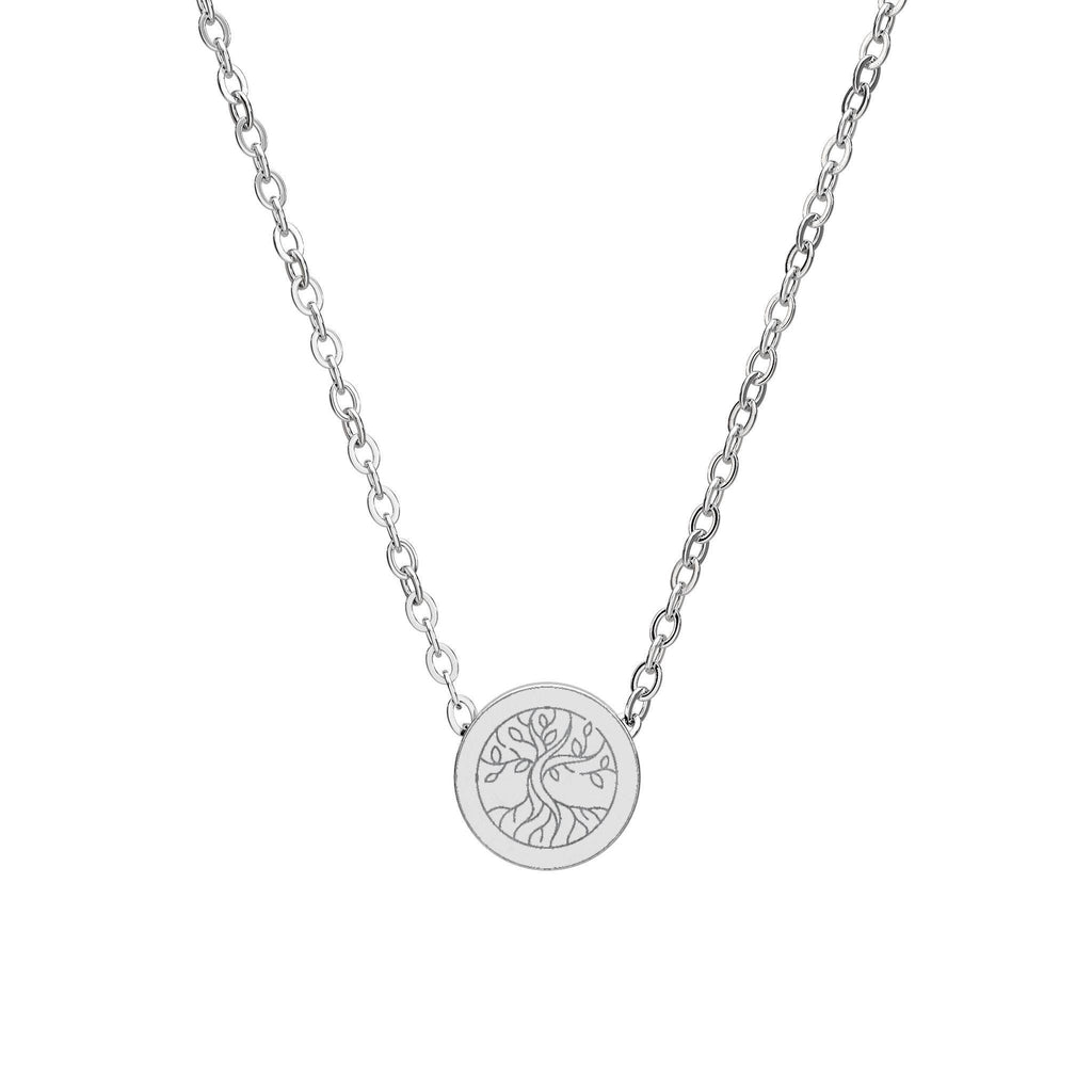 Tree of Life Shema Israel Necklace, Engraved Stainless Steel Judaica Pendant