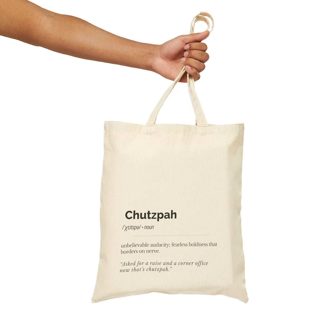Chutzpah Definition Tote Bag, Yiddish Canvas Market Bag, Jewish Humor Gift