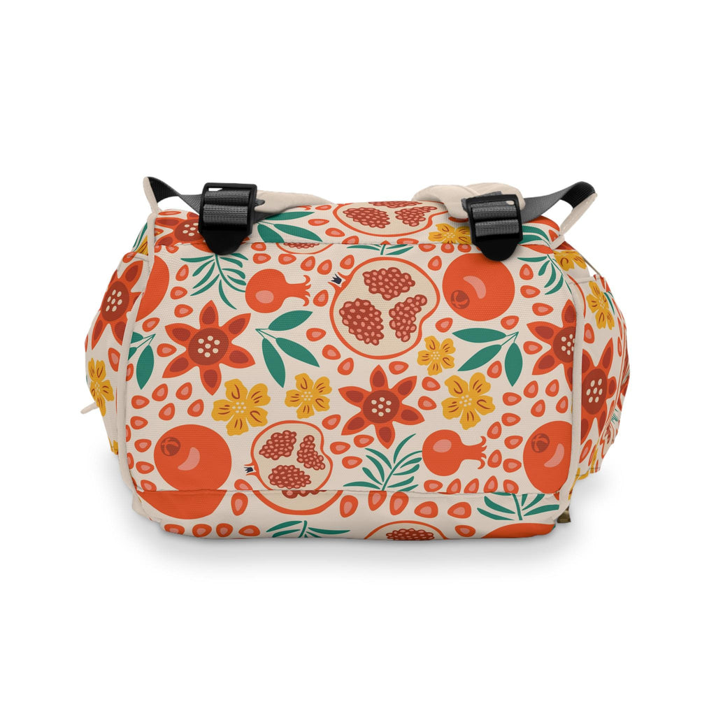 personalized hebrew Pomegranate Floral Diaper Backpack | Citrus Fruit Pattern