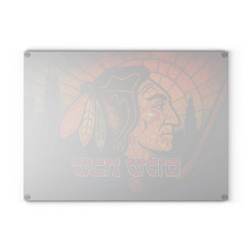 Chicago Blackhawks Stained Glass Challah Board, Hockey Shabbat Tray, Judaica Gift