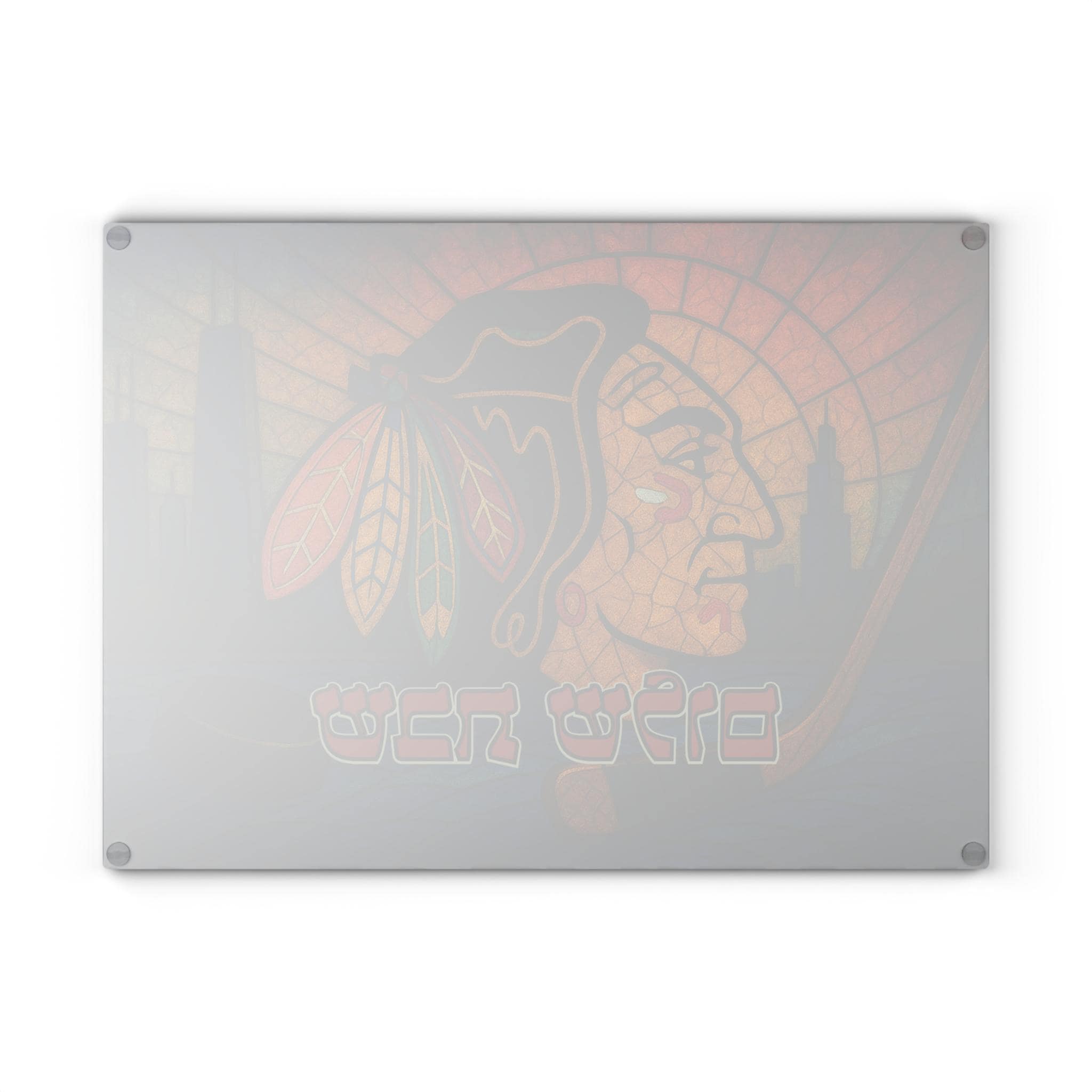 Chicago Blackhawks Stained Glass Challah Board, Hockey Shabbat Tray, Judaica Gift