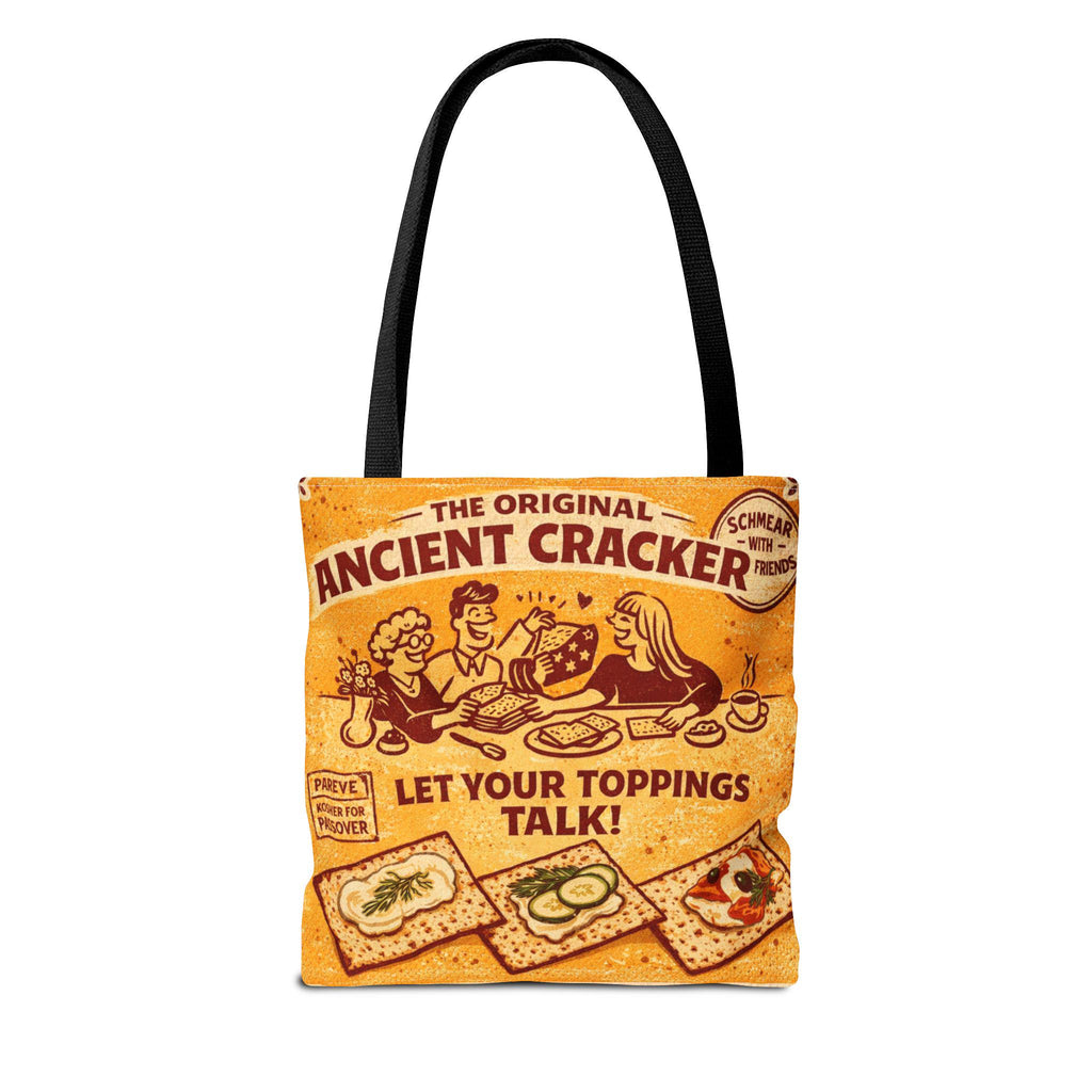 Vintage Style Matzah Tote Bag, Retro Cracker Market Grocery Bag
