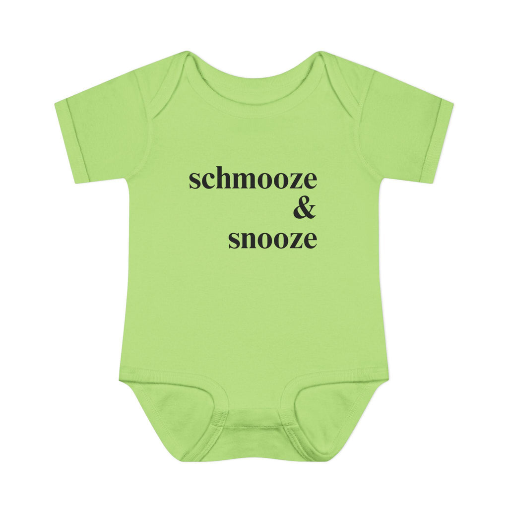 schmooze & snooze Infant Bodysuit | Minimal Script Baby Onesie