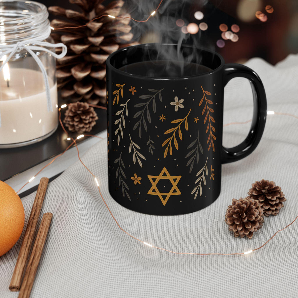 Jewish Floral Mug, Hanukkah Gift, Judaica Coffee Cup