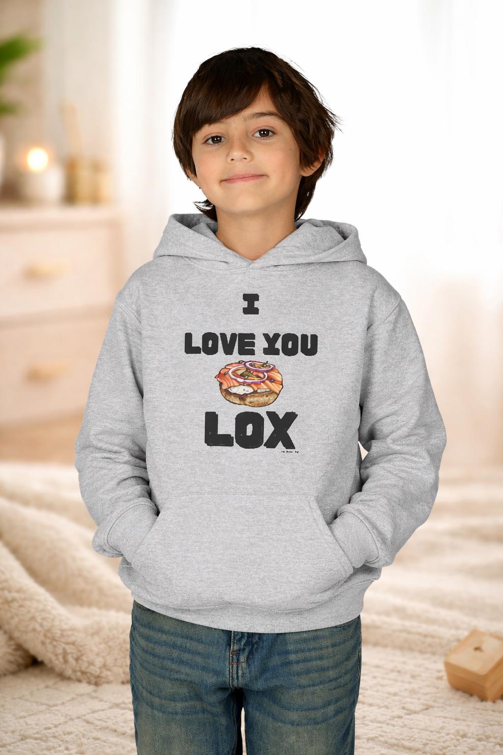 I Love You Lox Youth Hoodie, Funny Jewish Food Sweatshirt, Hanukkah Gift
