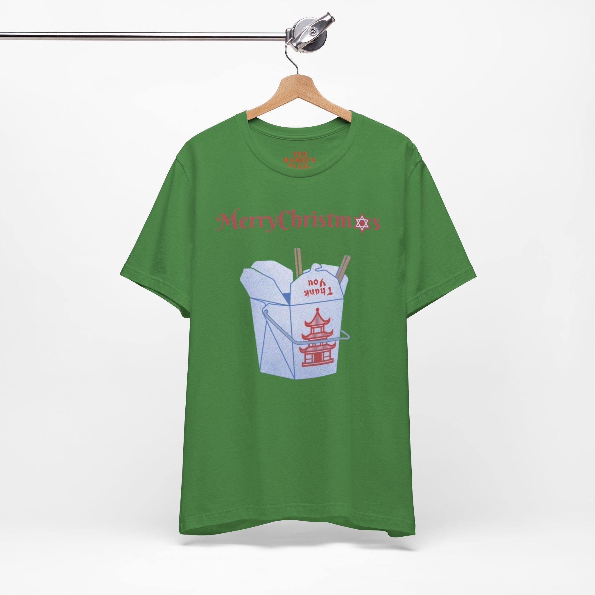 Merry Christmas Chinese Takeout Graphic Tee, Funny Holiday Foodie Shirt