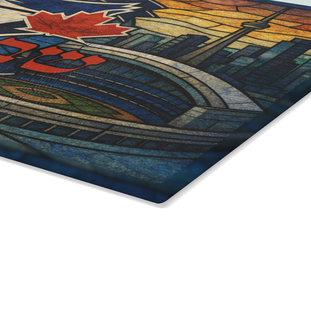 Toronto Blue Jays Challah Board Stained Glass Shabbat Tray, 15x11 Jewish Baseball Wedding Gift