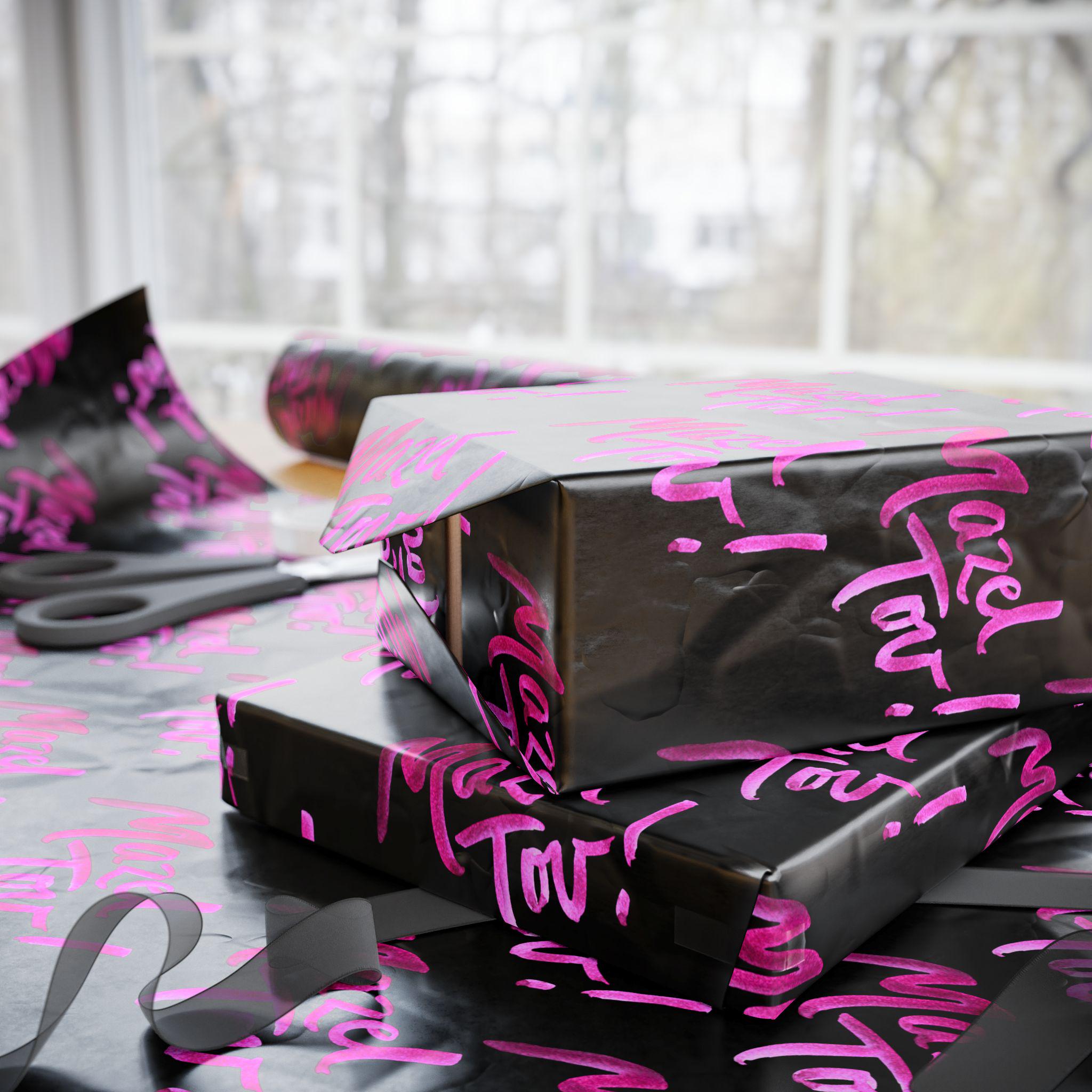 Modern Mazel Tov Wrapping Paper, Black Pink Simcha Gift Wrap