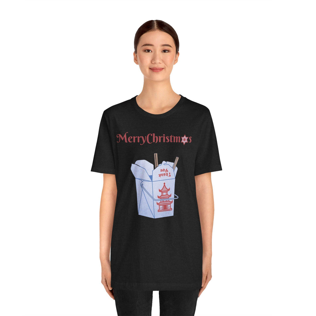 Merry Christmas Chinese Takeout Graphic Tee, Funny Holiday Foodie Shirt