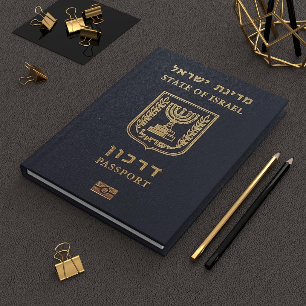 State of Israel Passport Journal Hardcover Notebook, Jewish Travel Diary with 150 Lined Pages