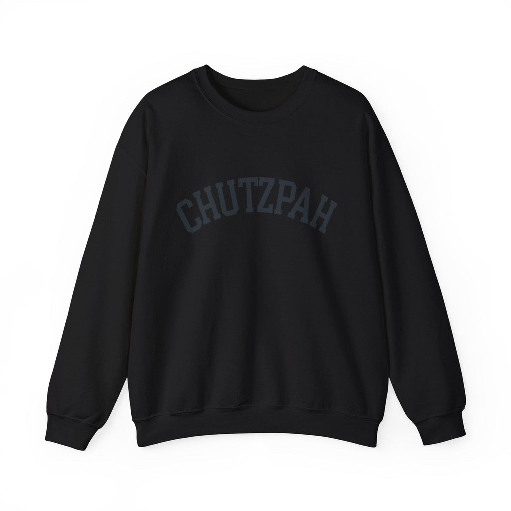 Chutzpah Sweatshirt White Crewneck, Yiddish Collegiate Lettering Jewish Pullover Gift