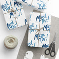Mazel Tov Jewish Wrapping Paper, White Blue Simcha Gift Wrap