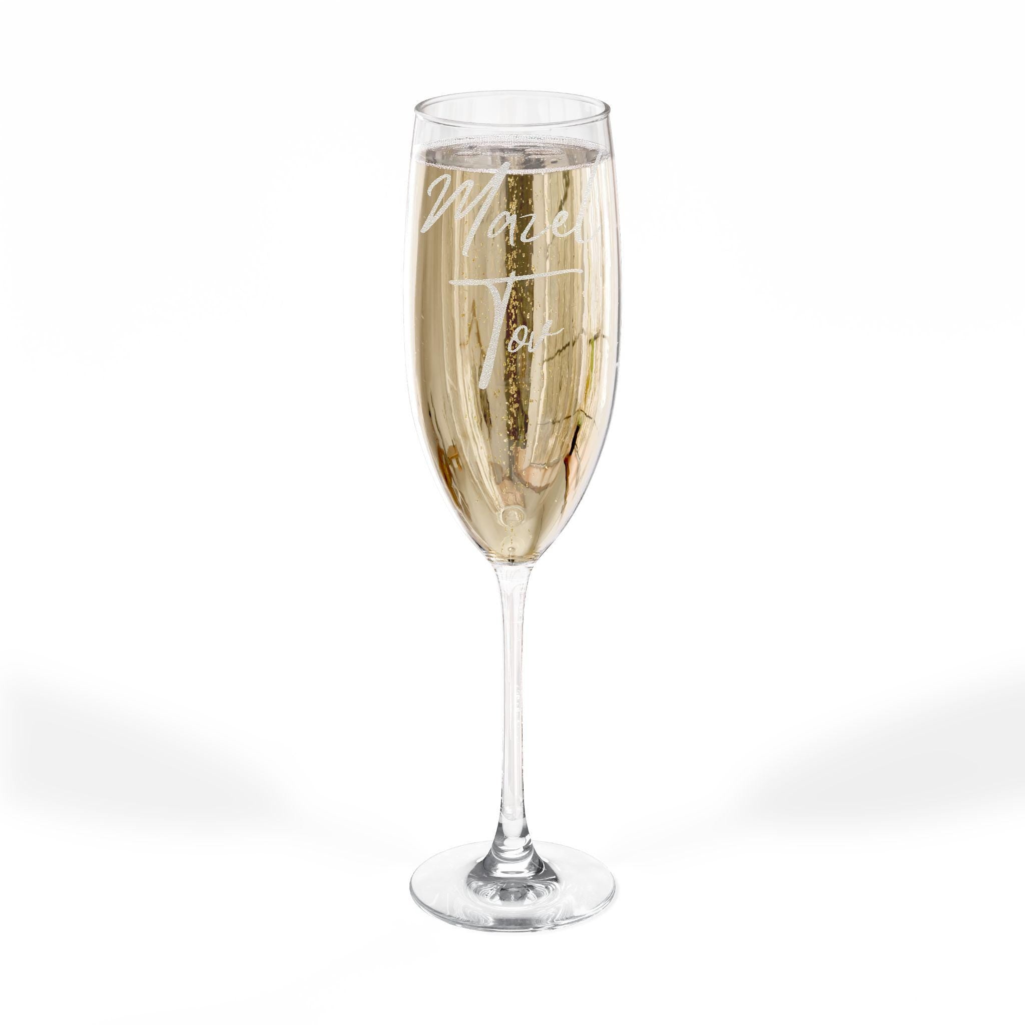 Personalized Engraved Champagne Flute, Crystal Clear Toasting Glass, Elegant Bridal Keepsake