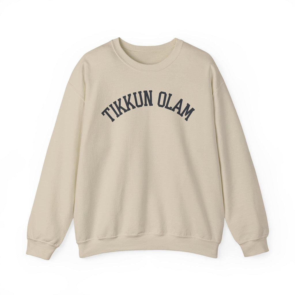 Tikkun Olam Sweatshirt Hebrew Crewneck, Jewish Social Justice Embroidered Pullover Gift