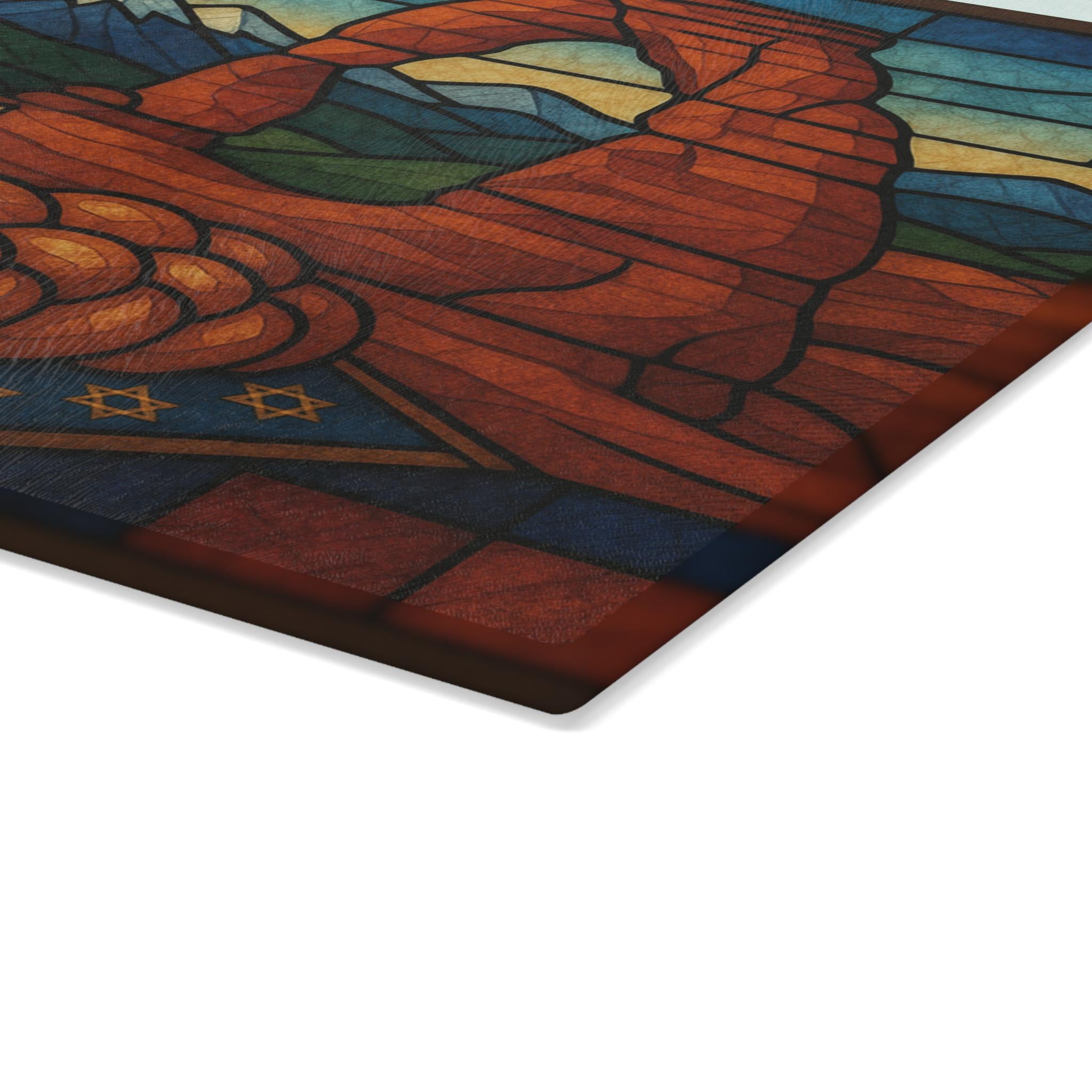 Utah Arches Challah Board Stained Glass Shabbat Tray, 15x11 Desert Judaica Wedding Gift