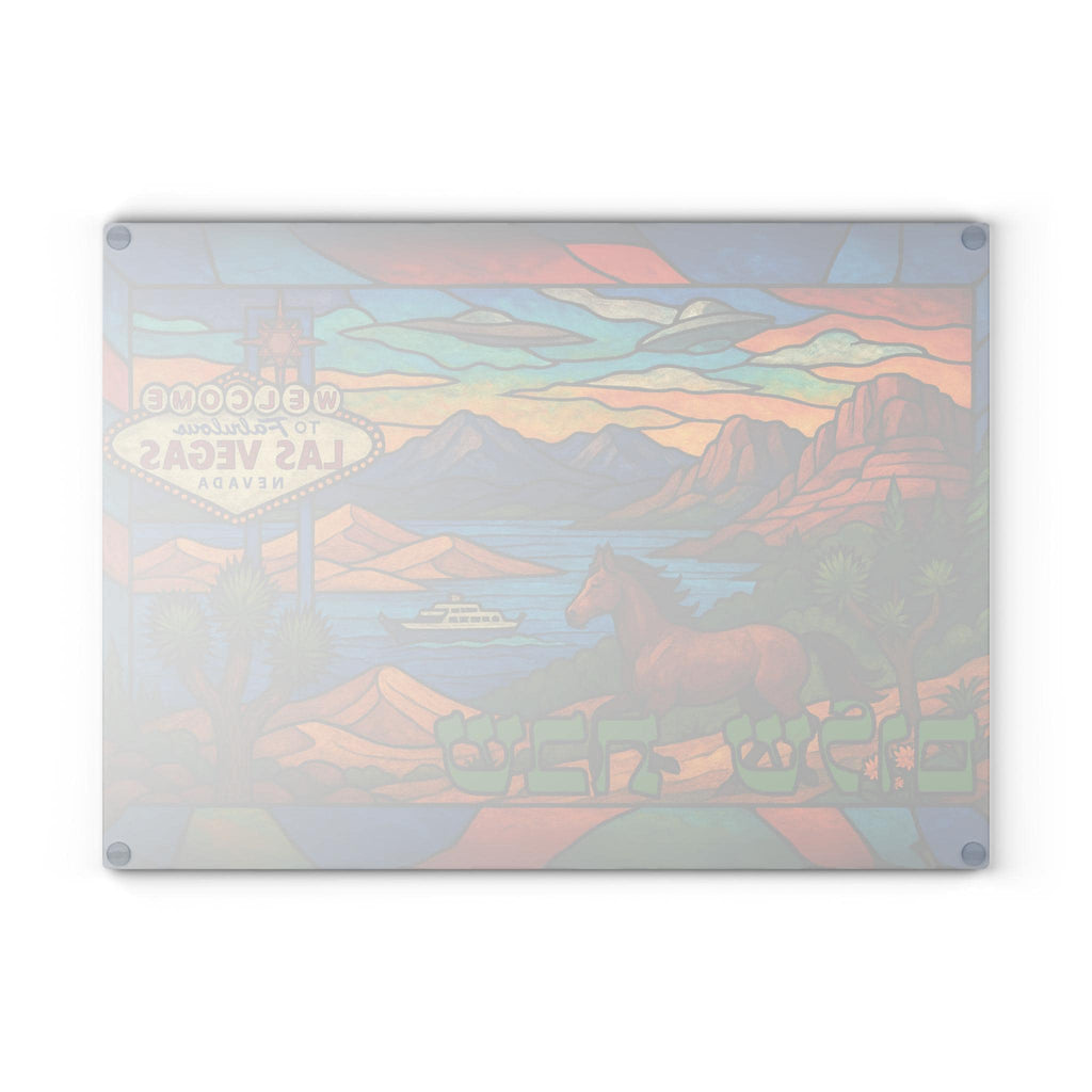 Nevada Challah Board, Las Vegas Stained Glass Style Shabbat Tray, Desert Judaica Gift