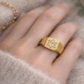 Star of David Hebrew Letter Signet Ring | Square Engraved Ring