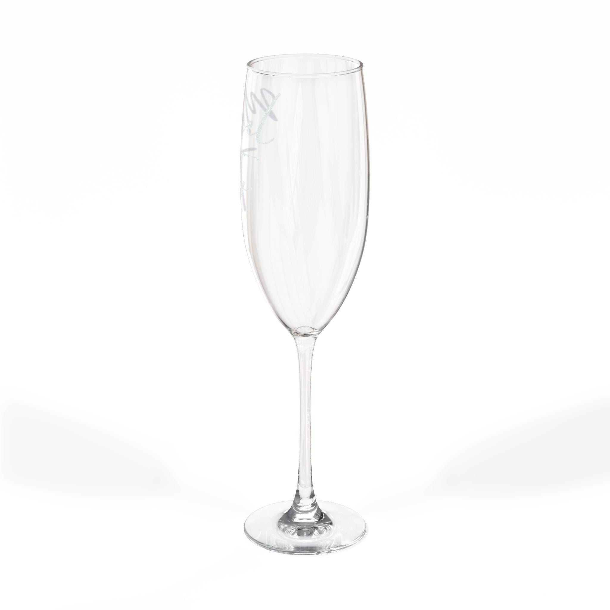 Personalized Engraved Champagne Flute, Crystal Clear Toasting Glass, Elegant Bridal Keepsake