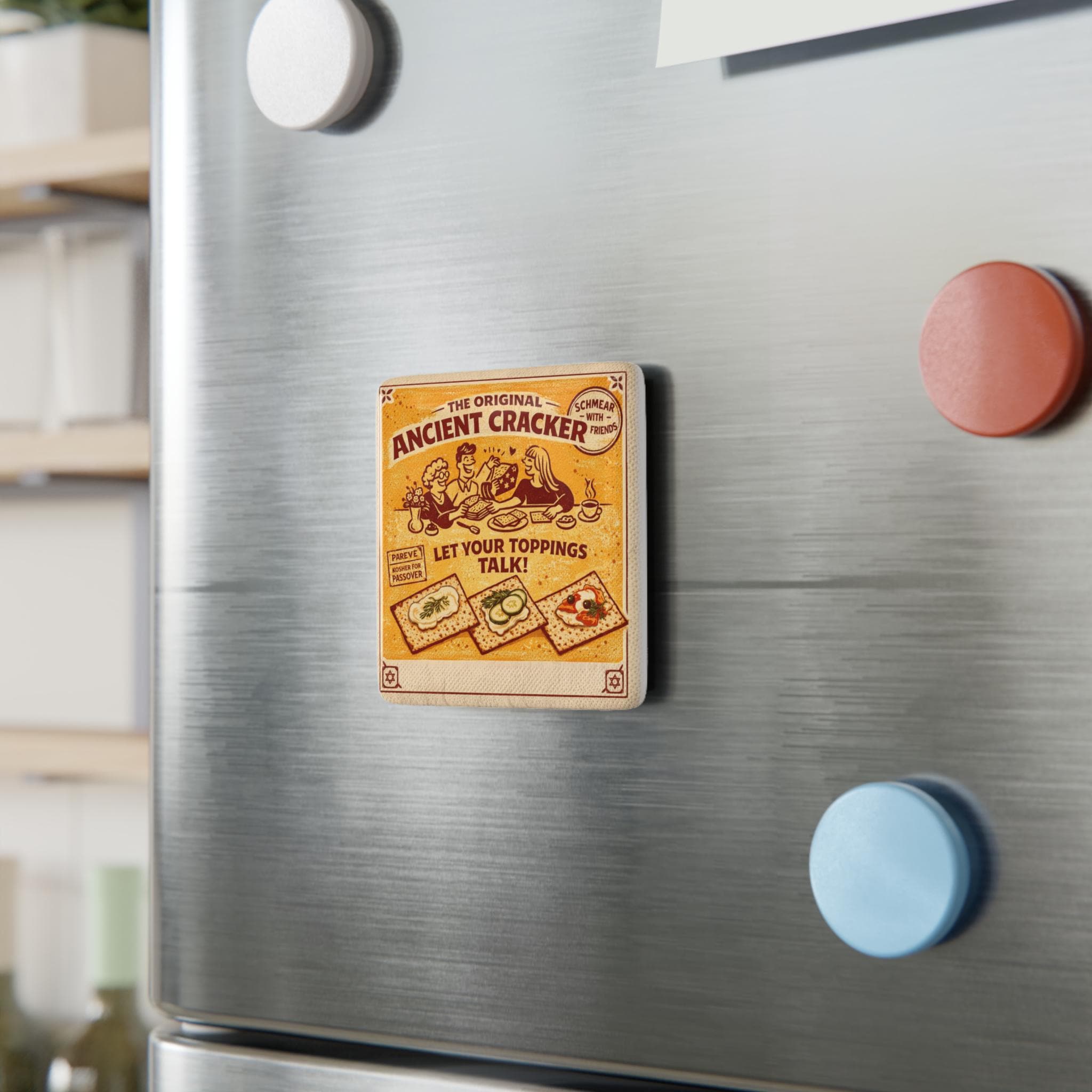 Vintage Matzah Magnet, Retro Jewish Kitchen Decor, Pesach Seder Tile