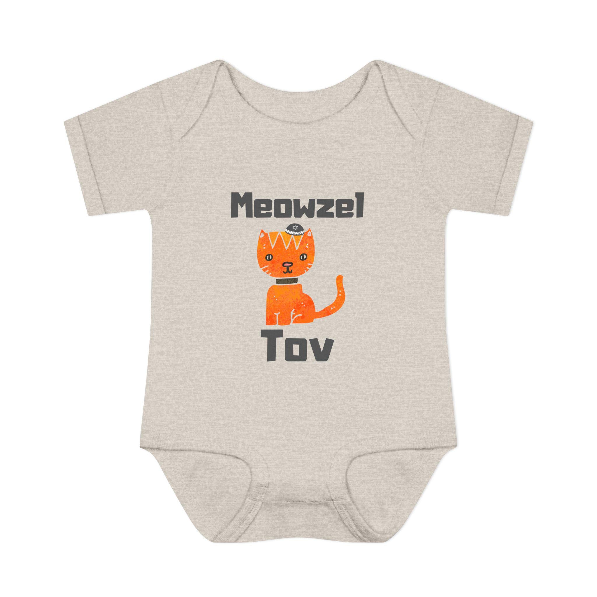 Meowzel Tov Cat Baby One Piece, Jewish Gift