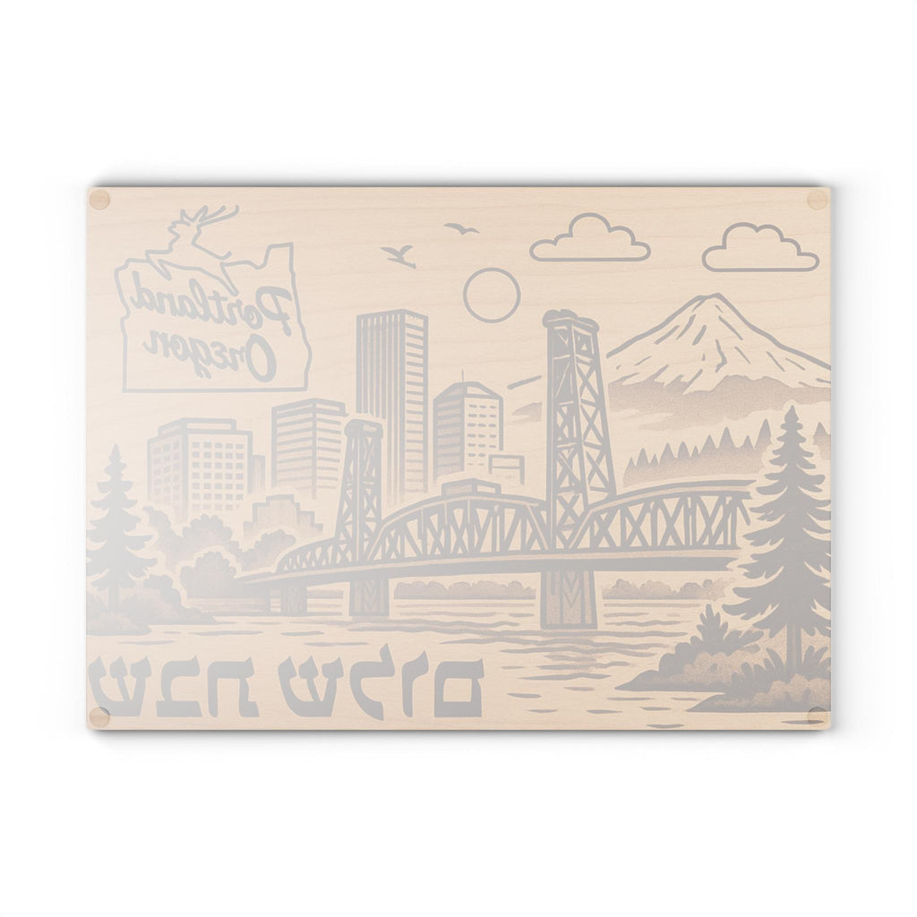 Portland Challah Board, Wood Grain Look Shabbat Plate, Stag Sign Judaica, PNW Gift