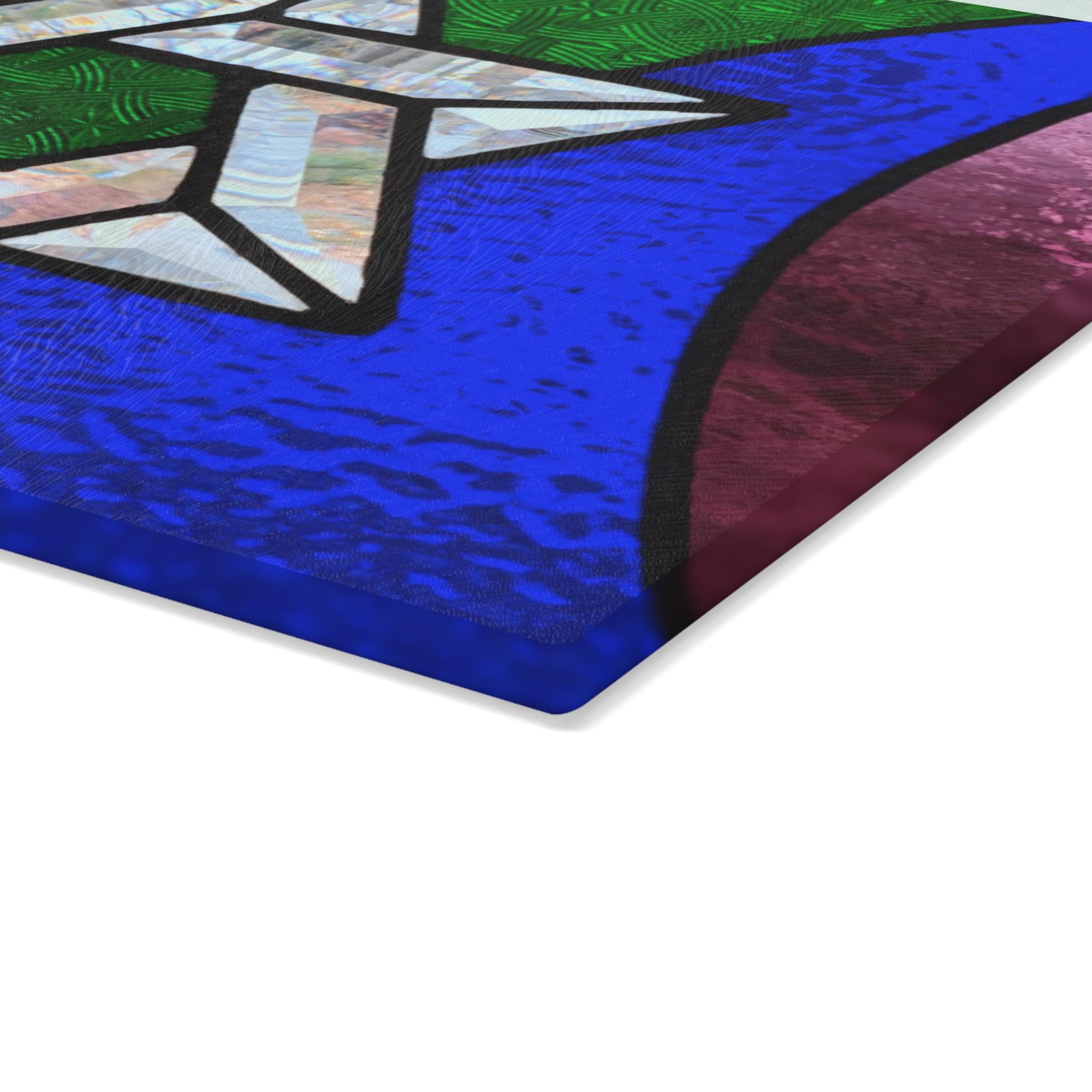 Rainbow Pride Challah Board, Stained Glass Star of David Shabbat Plate