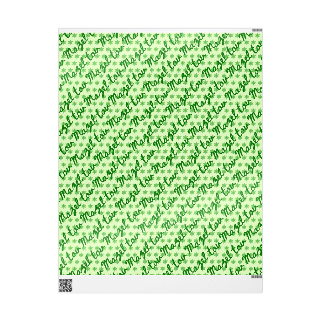Mazel Tov Wrapping Paper | Green Star of David Jewish Celebration Gift Wrap