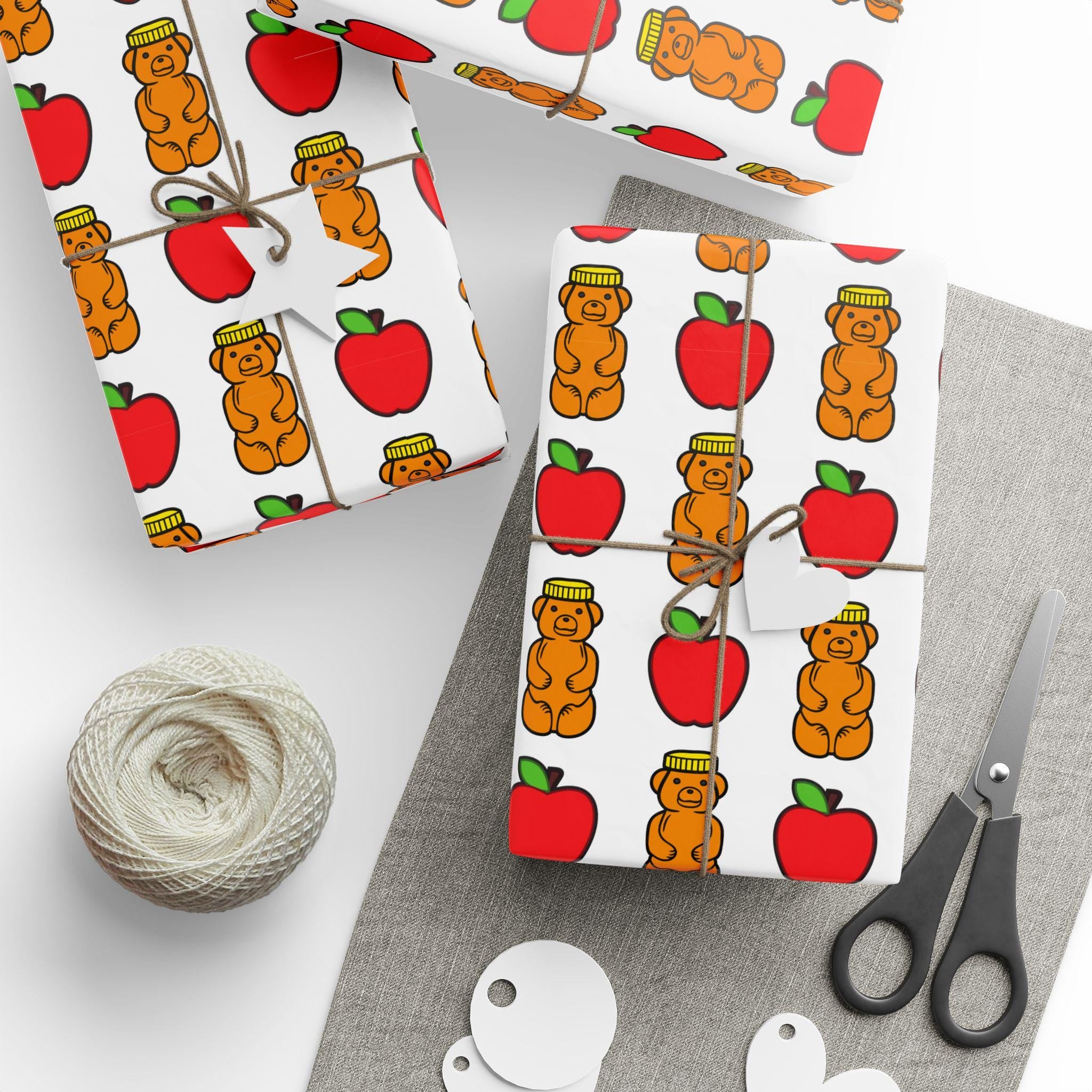 Rosh Hashanah Wrapping Paper: Apples and Honey Jewish New Year Gift Wrap