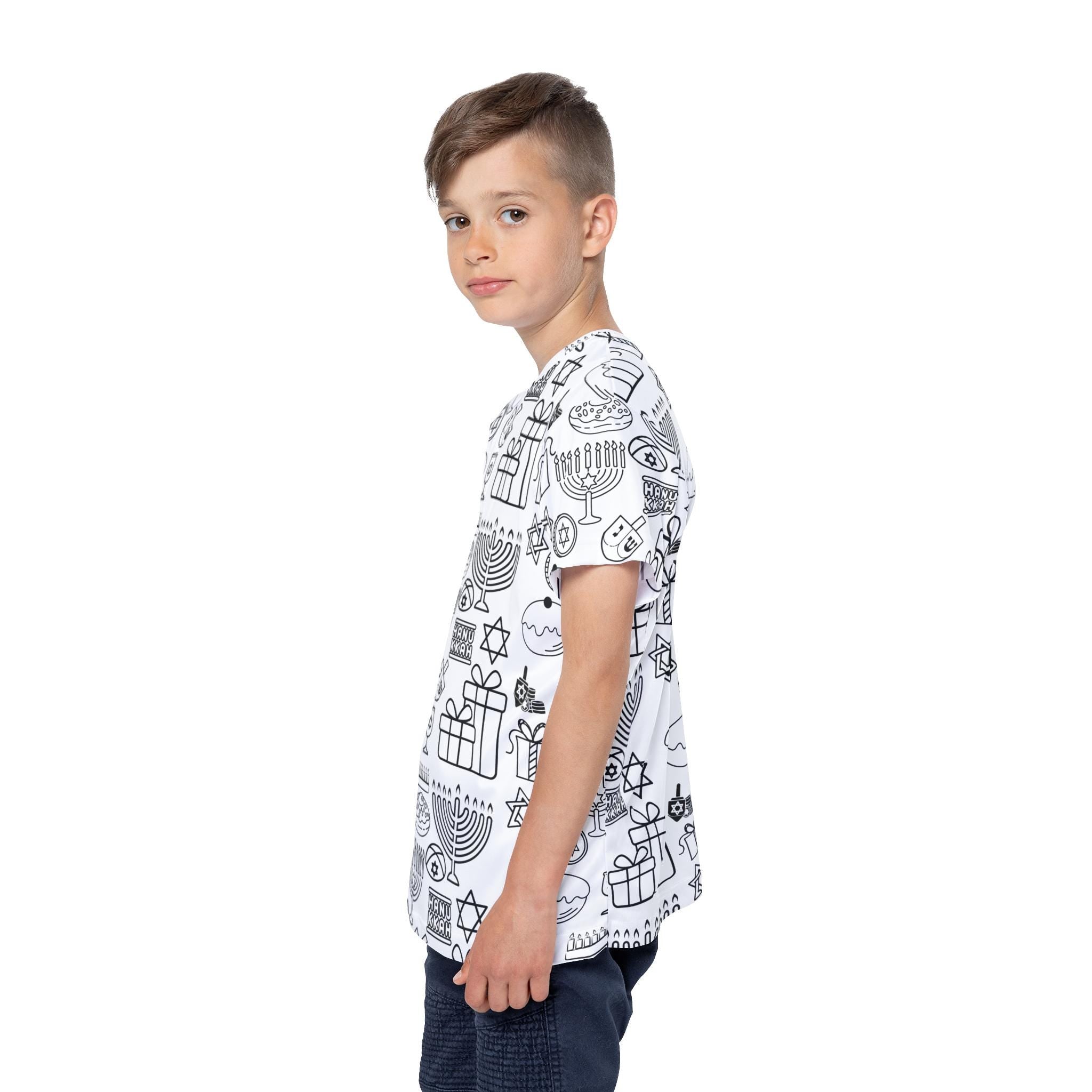 Color Your Own Hanukkah Pajama Pants, Kids Menorah Dreidel Lounge Pants