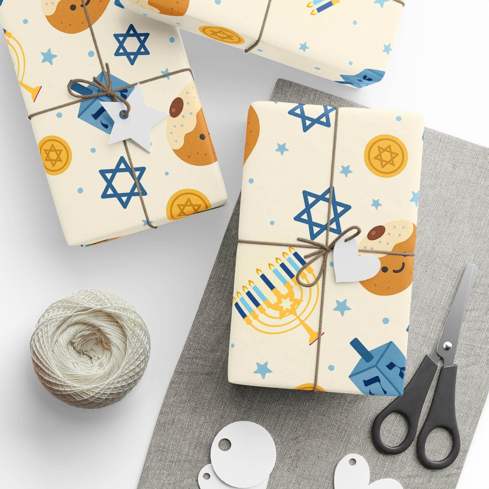 Hanukkah Wrapping Paper, Modern Judaica Gift Wrap, Eco Friendly
