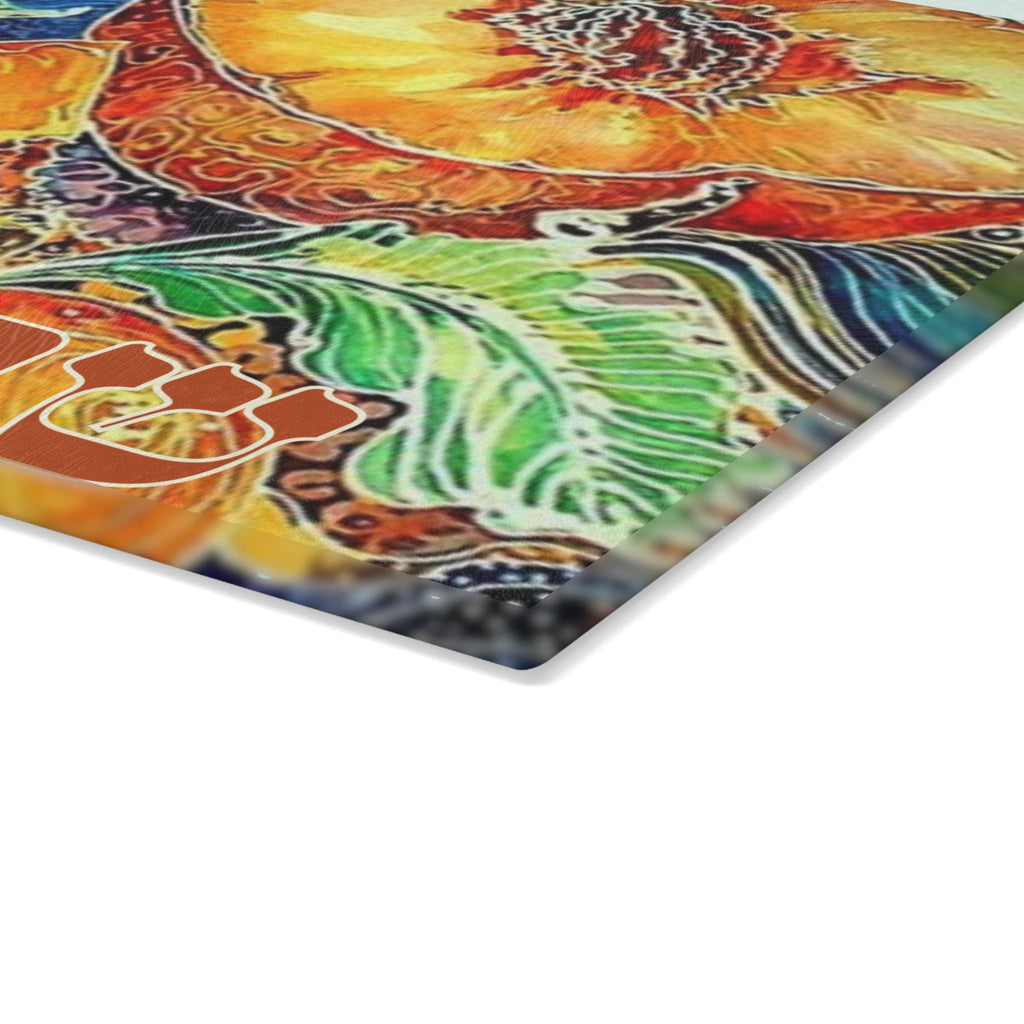 Georgia Peach Challah Board, Stained Glass Shabbat Plate, Southern Judaica (11x15)
