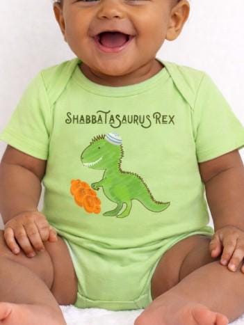 Shabbatasaurus Rex Infant Bodysuit | Dinosaur Shabbat Illustration