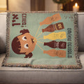 Woven Hebrew Soda Blanket, Retro Israeli Pop Art Tapestry, Mid Century Judaica Throw