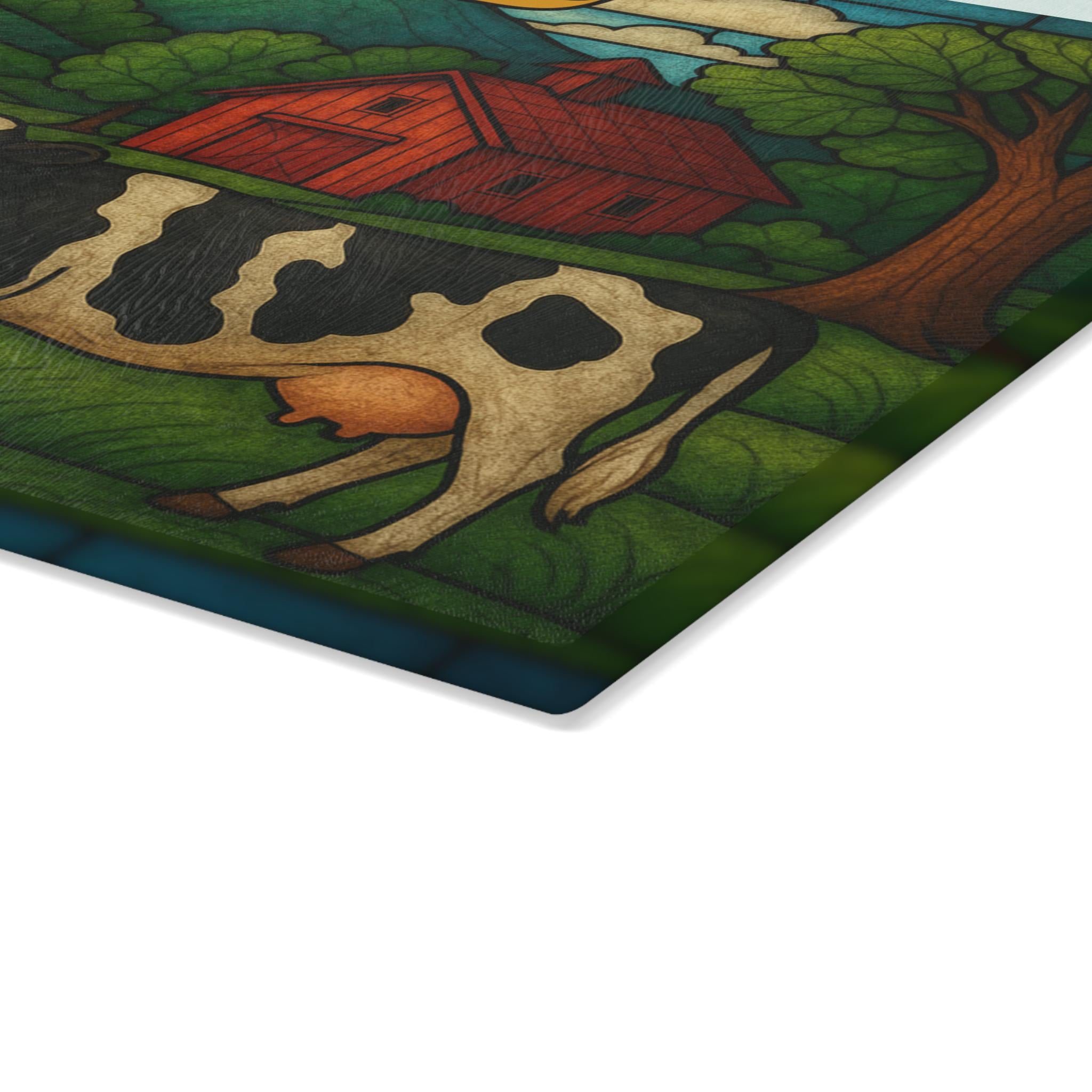 Vermont Challah Board, Stained Glass Style Tempered Glass Tray (15x11)