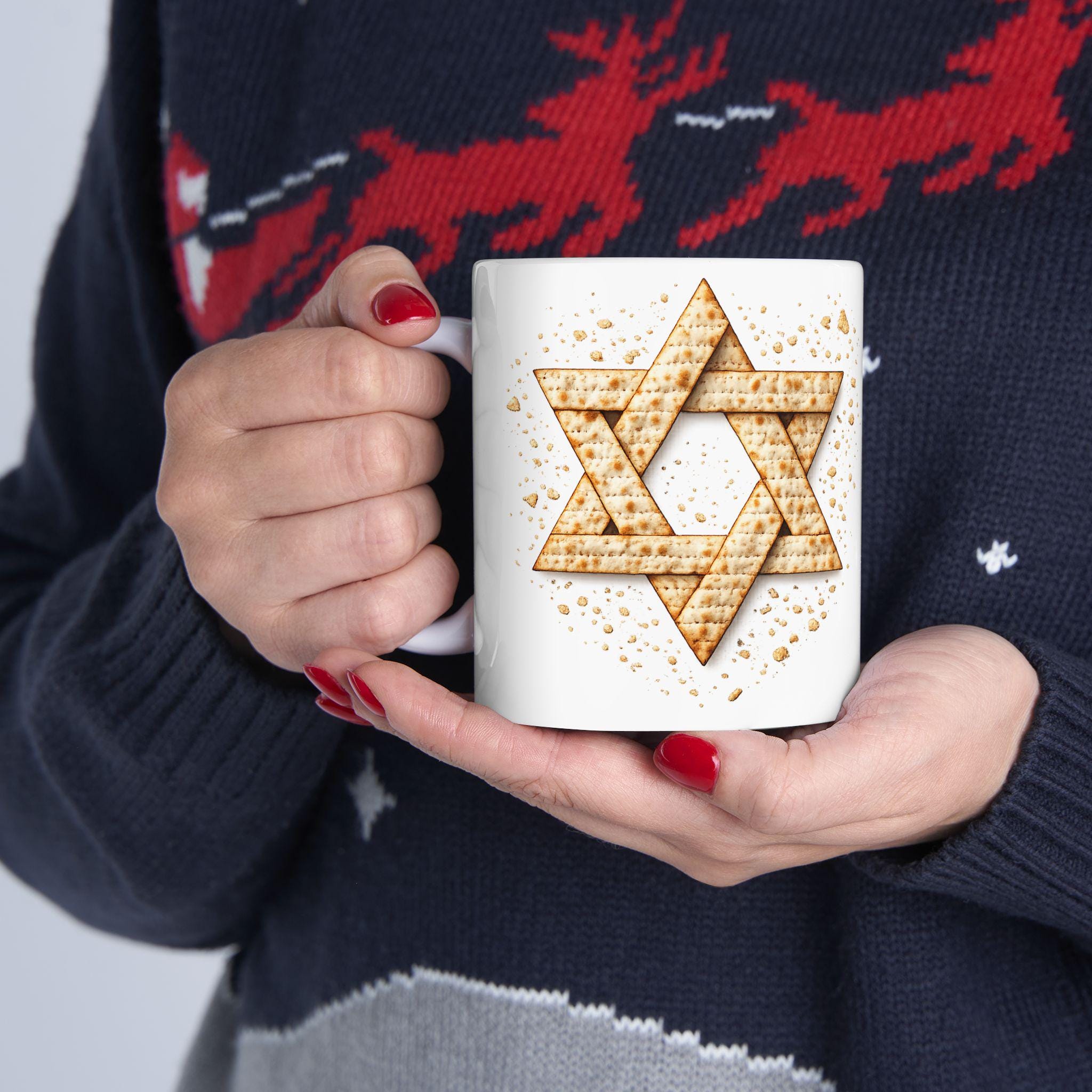 Matzah Star of David Mug, Modern Passover Judaica Drinkware