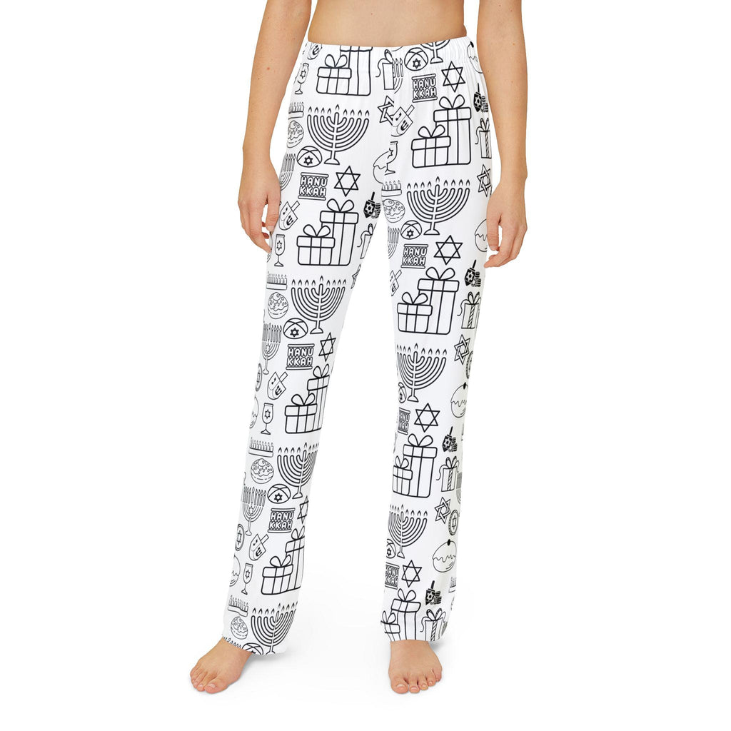 Kids Color Your Own Hanukkah Pajama Pants, Dreidel Coloring Sleepwear (100% Polyester)
