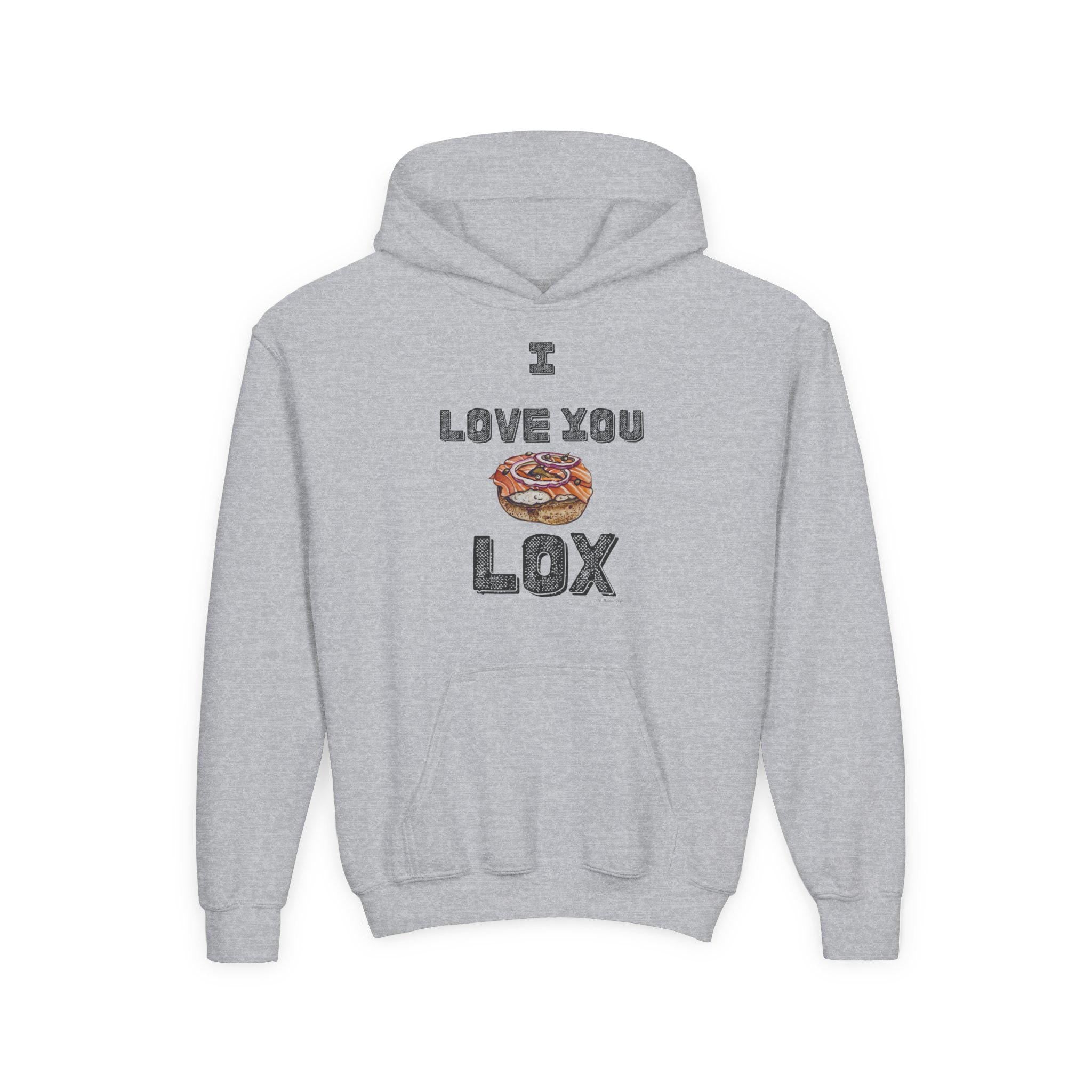 I Love You Lox Youth Hoodie, Funny Jewish Food Sweatshirt, Hanukkah Gift