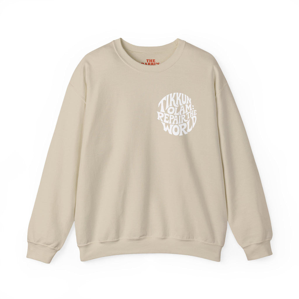 Tikkun Olam Sweatshirt Hebrew Crewneck, Jewish Social Justice Pullover Gift