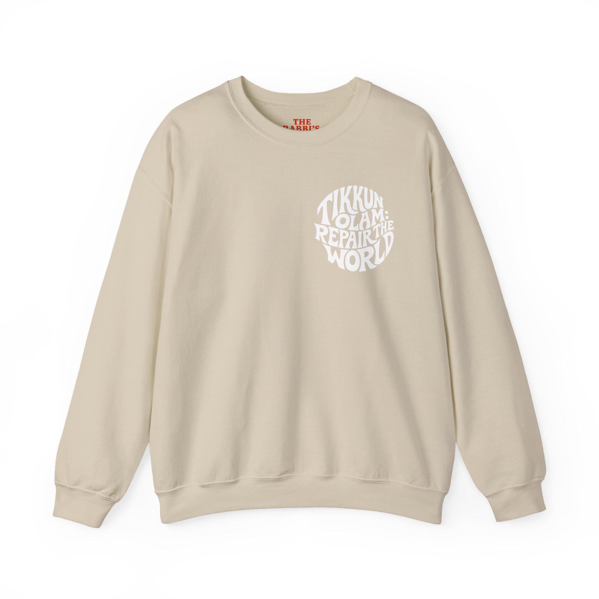Tikkun Olam Sweatshirt Hebrew Crewneck, Jewish Social Justice Pullover Gift